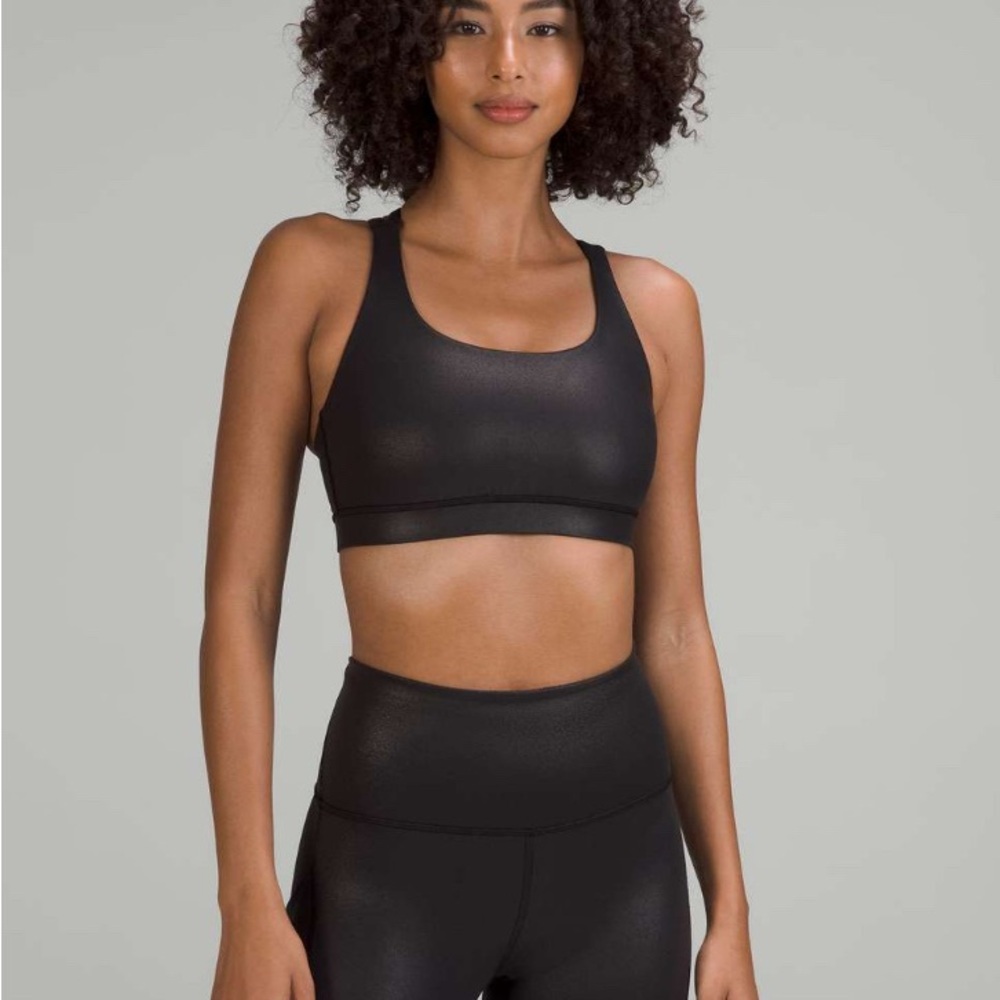 Lululemon Energy Sports Bra Shine Black Foil Size 4